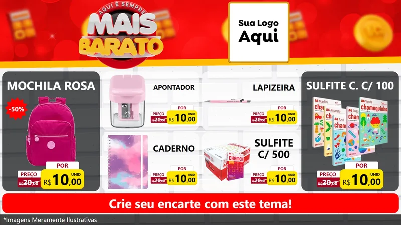 Modelo de TV para TV Horizontal com o tema Mais Barato para Papelaria