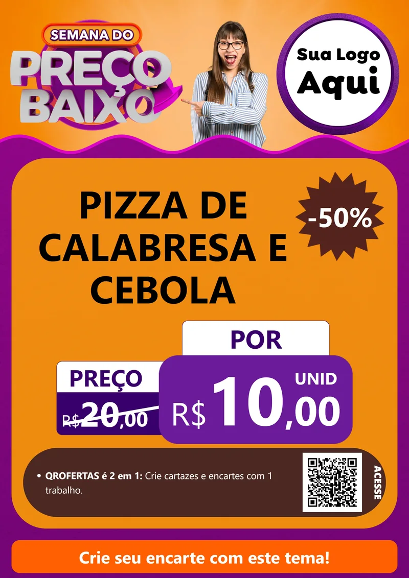 Modelo de Cartaz para Cartaz A4 Vertical com o tema Semana do Preço Baixo para Pizzaria