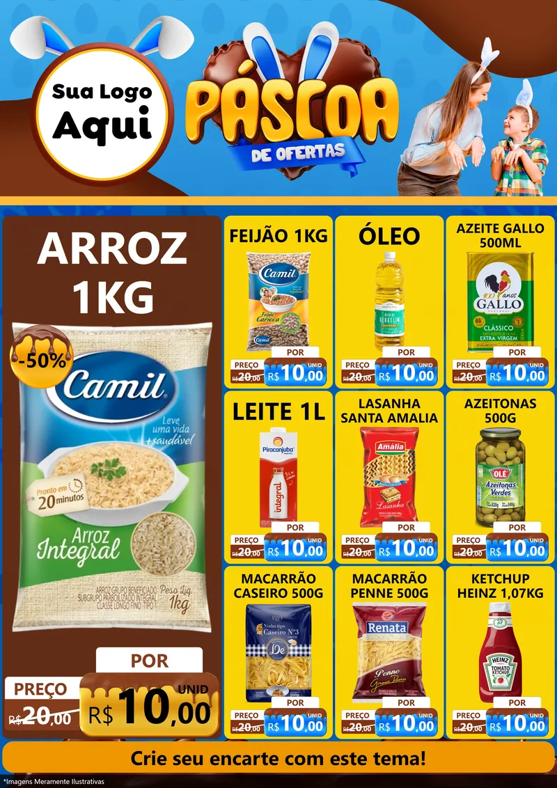 Modelo de Encarte para Encarte A4 Vertical com o tema Páscoa de Ofertas para Supermercado