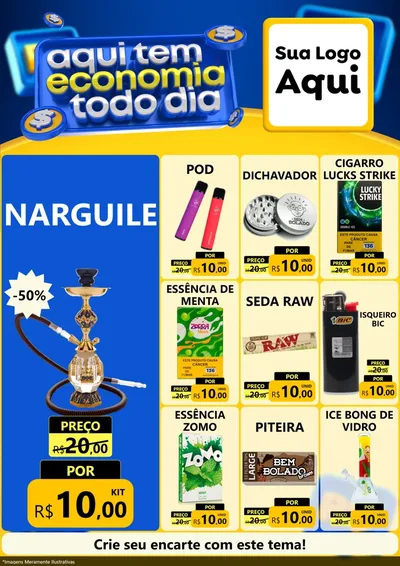 Modelo de Encarte para Encarte A4 Vertical com o tema Aqui Tem Economia Todo Dia para Tabacaria