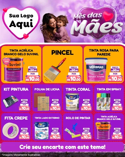 Modelo de Rede Social para Feed Instagram com o tema Mês das Mães para Tintas e Ferramentas