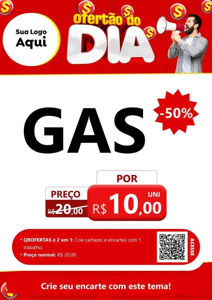 Modelo de Cartaz para Cartaz A4 Vertical com o tema Ofertão do dia para Água e gás