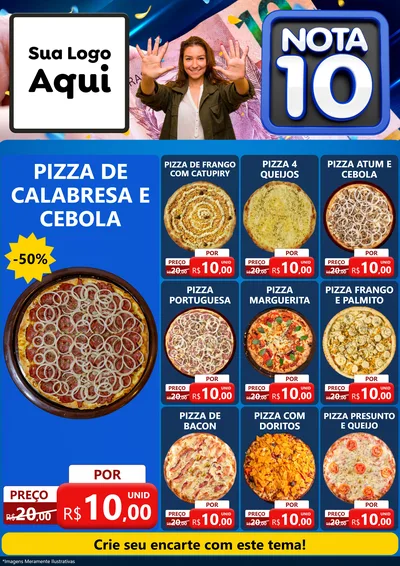 Modelo de Encarte para Encarte A4 Vertical com o tema Nota 10 para Pizzaria