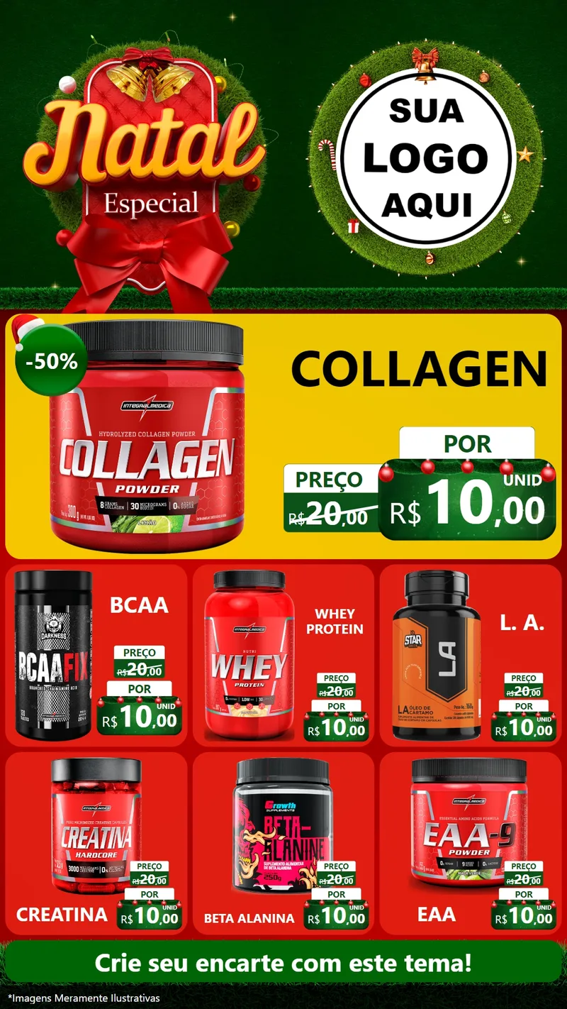 Modelo de Rede Social para Stories com o tema Natal Especial para Suplementos alimentares