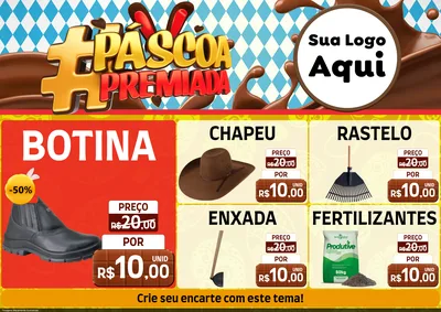Modelo de Encarte para Encarte A4 Horizontal com o tema Páscoa Premiada para Agropecuária
