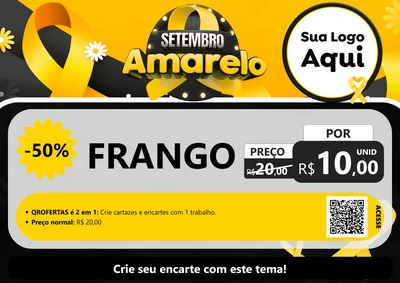 Modelo de Cartaz para Cartaz A4 Horizontal com o tema Setembro Amarelo para Assados