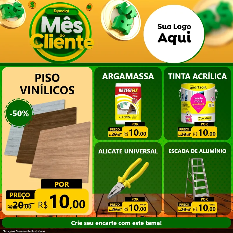 Modelo de Rede Social para Feed Facebook com o tema Especial Mês do Cliente para Material para Construção