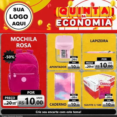 Modelo de Rede Social para Feed Facebook com o tema Quinta da Economia para Papelaria