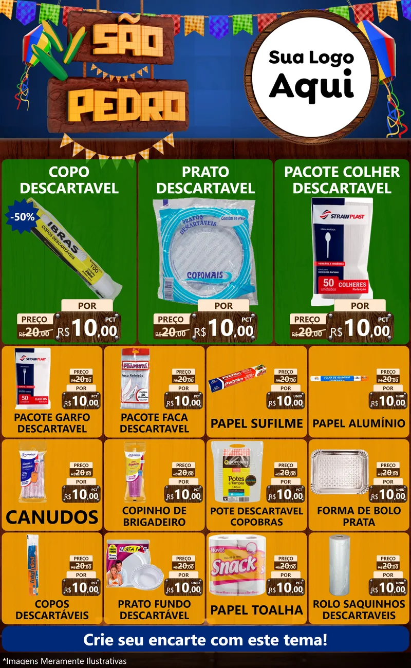 Modelo de Encarte para Encarte Grande com o tema São Pedro para Embalagens