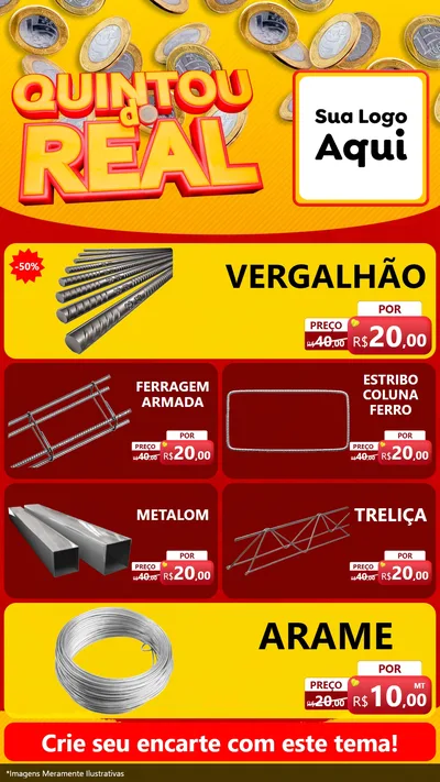 Modelo de TV para TV Vertical com o tema Quintou do Real para Ferragens