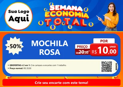 Modelo de Cartaz para Cartaz A4 Horizontal com o tema Semana Economia Total para Papelaria