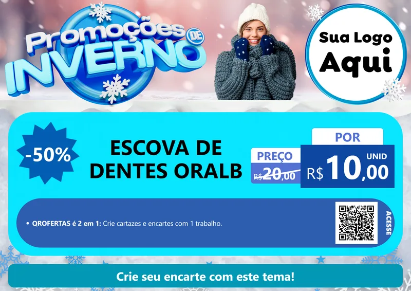 Modelo de Cartaz para Cartaz A4 Horizontal com o tema Promoções de Inverno para Higiene Pessoal