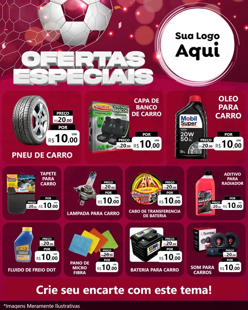 Modelo de Rede Social para Feed Instagram com o tema Ofertas Especiais - Futebol para Auto peças