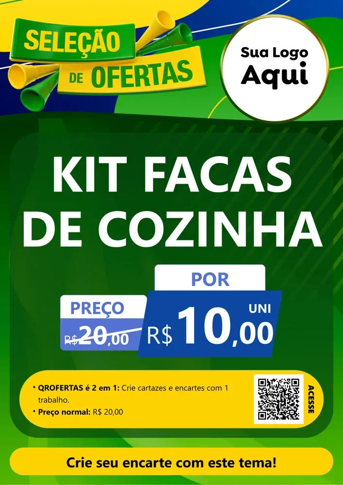 Modelo de Cartaz para Cartaz A4 Vertical com o tema Seleção de Ofertas - Copa para Utilidades Domésticas