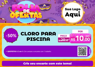 Modelo de Cartaz para Cartaz A4 Horizontal com o tema Folia de Ofertas para Produtos para Piscina