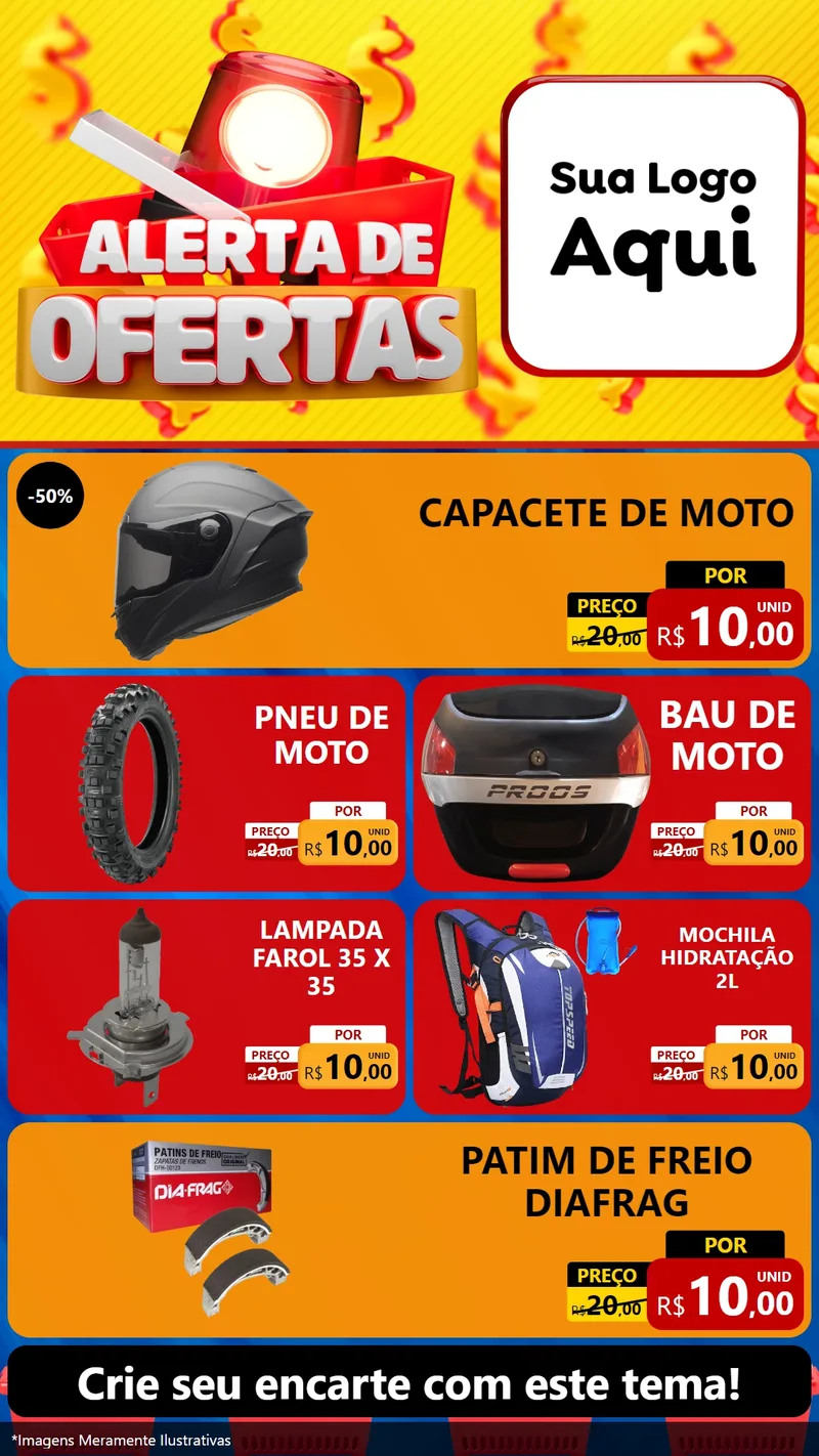 Modelo de TV para TV Vertical com o tema Alerta de Ofertas para Moto peças