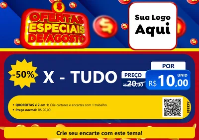 Modelo de Cartaz para Cartaz A4 Horizontal com o tema Ofertas Especiais de Agosto para Hamburgueria