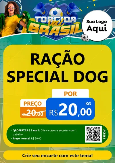 Modelo de Cartaz para Cartaz A4 Vertical com o tema Torcida Vai Brasil - Copa para Pet Shop