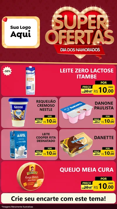 Modelo de TV para TV Vertical com o tema Dia dos Namorados para Frios e Laticínios