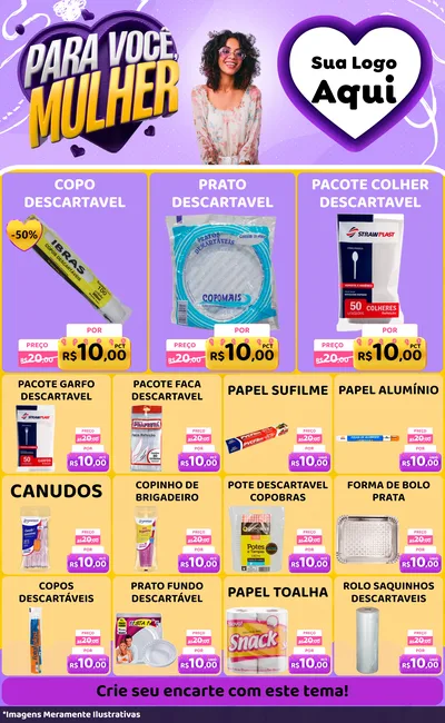Modelo de Encarte para Encarte Grande com o tema Para Você, Mulher para Embalagens