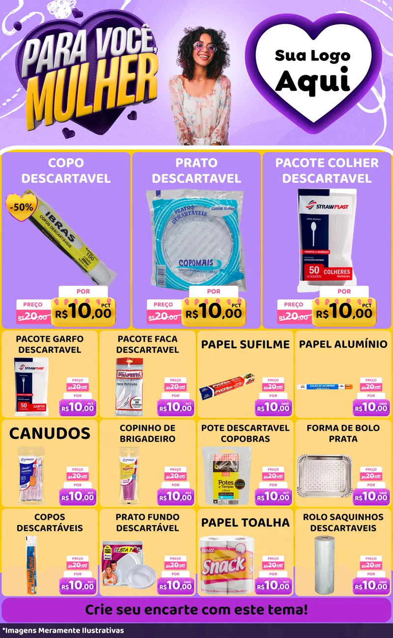 Modelo de Encarte para Encarte Grande com o tema Para Você, Mulher para Embalagens