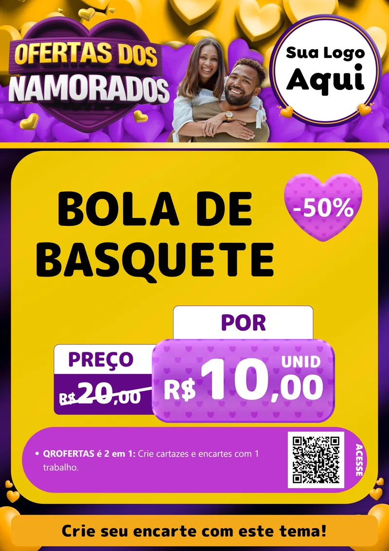 Modelo de Cartaz para Cartaz A4 Vertical com o tema Oferta Dos Namorados para Artigos Esportivos