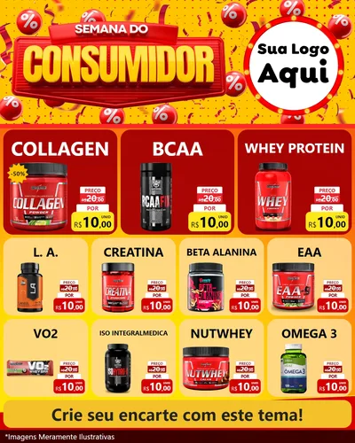 Modelo de Rede Social para Feed Instagram com o tema Semana do Consumidor para Suplementos alimentares