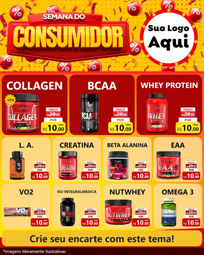 Modelo de Rede Social para Feed Instagram com o tema Semana do Consumidor para Suplementos alimentares