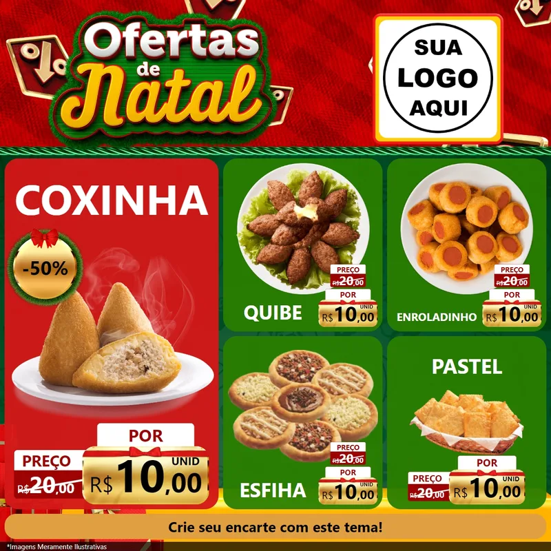 Modelo de Rede Social para Feed Facebook com o tema Ofertas de Natal para Salgadaria