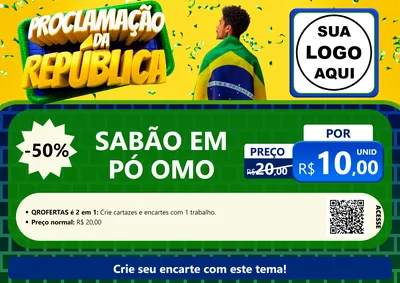 Modelo de Cartaz para Cartaz A4 Horizontal com o tema Proclamação da República para Produtos de Limpeza
