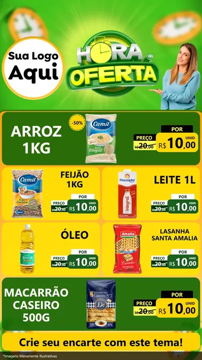 Modelo de TV para TV Vertical com o tema Hora da Oferta para Supermercado
