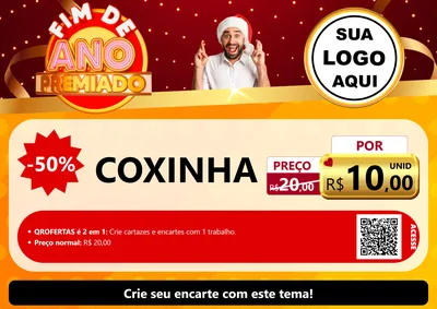 Modelo de Cartaz para Cartaz A4 Horizontal com o tema Fim de Ano Premiado para Salgadaria