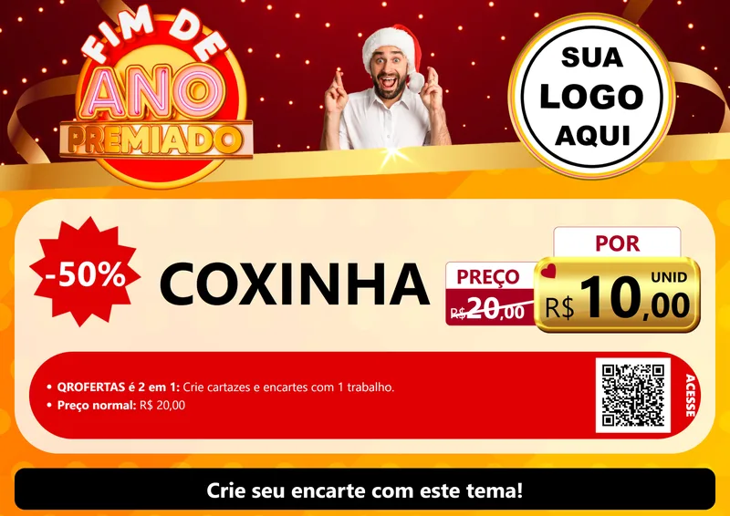Modelo de Cartaz para Cartaz A4 Horizontal com o tema Fim de Ano Premiado para Salgadaria
