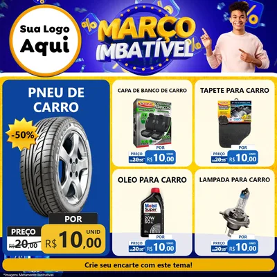 Modelo de Rede Social para Feed Facebook com o tema Março Imbatível para Auto peças
