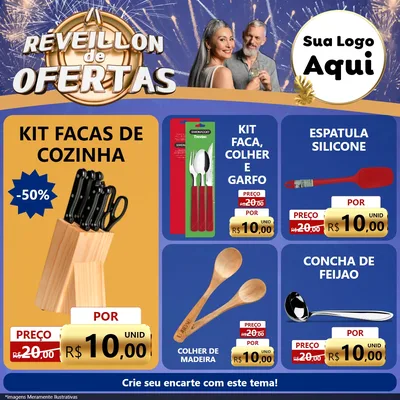 Modelo de Rede Social para Feed Facebook com o tema Réveillon de Ofertas para Utilidades Domésticas