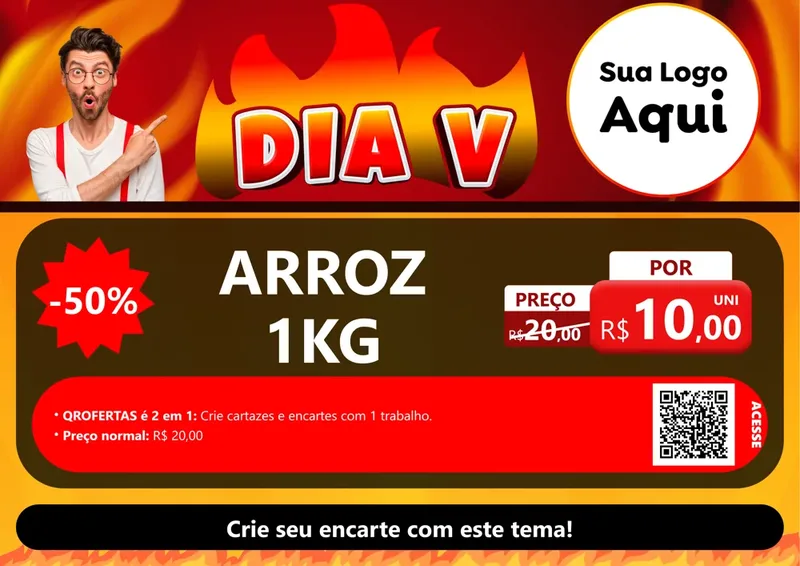 Modelo de Cartaz para Cartaz A4 Horizontal com o tema Dia V para Supermercado