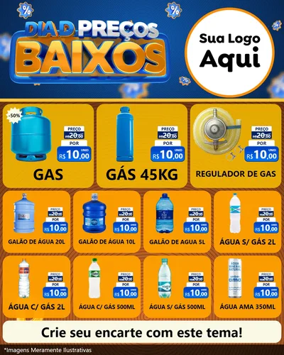 Modelo de Rede Social para Feed Instagram com o tema Dia D Preço Baixo para Água e gás