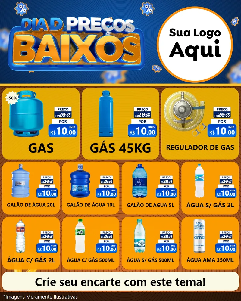 Modelo de Rede Social para Feed Instagram com o tema Dia D Preço Baixo para Água e gás