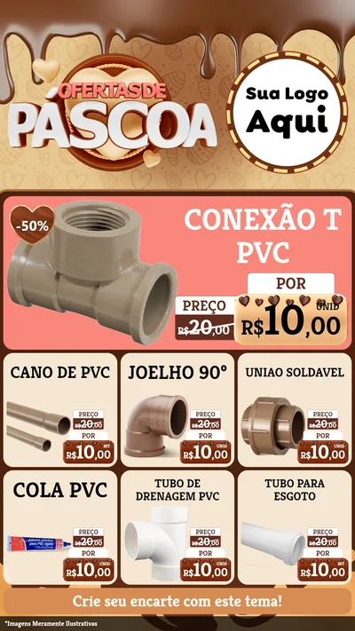 Modelo de Rede Social para Stories com o tema Ofertas de Páscoa para Tubos e conexões