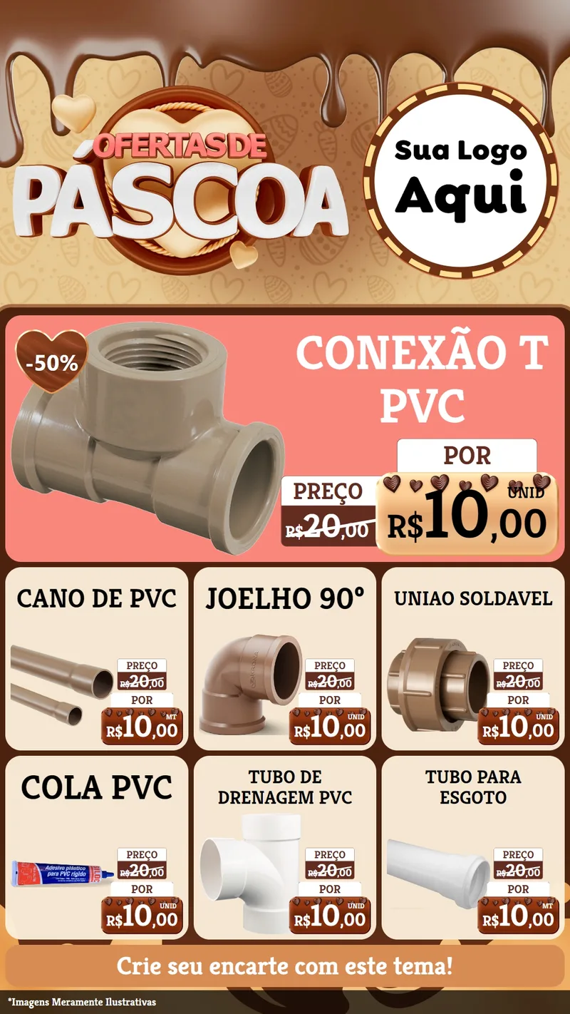 Modelo de Rede Social para Stories com o tema Ofertas de Páscoa para Tubos e conexões