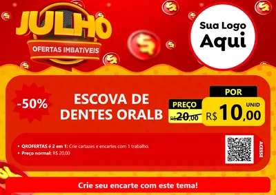 Modelo de Cartaz para Cartaz A4 Horizontal com o tema Julho Ofertas Imbatíveis para Higiene Pessoal