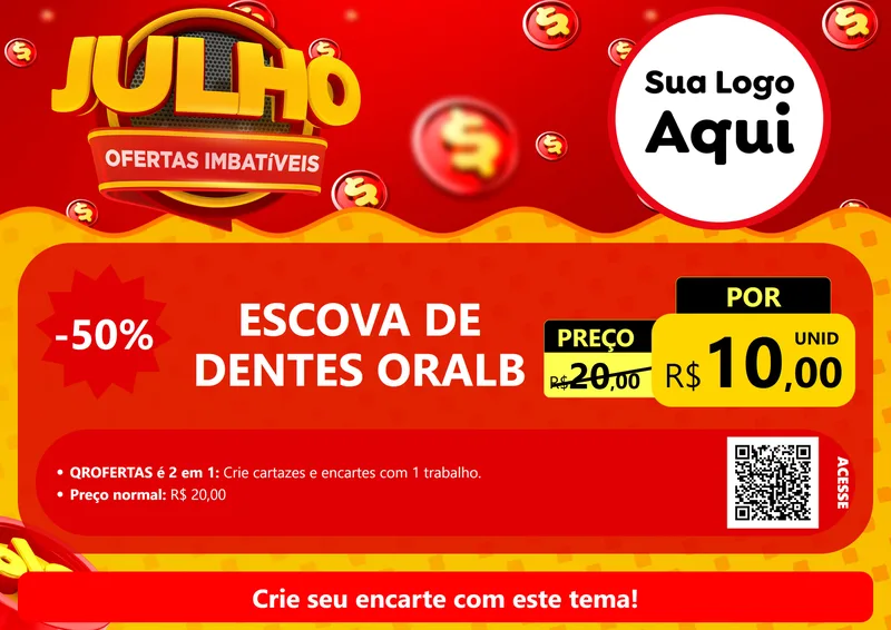 Modelo de Cartaz para Cartaz A4 Horizontal com o tema Julho Ofertas Imbatíveis para Higiene Pessoal