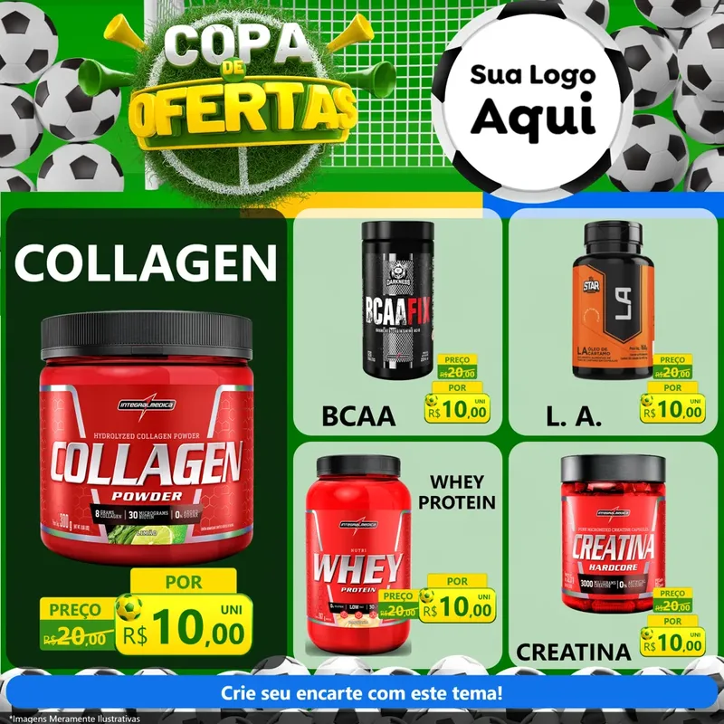 Modelo de Rede Social para Feed Facebook com o tema Copa De Ofertas para Suplementos alimentares