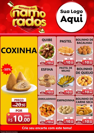 Modelo de Encarte para Encarte A4 Vertical com o tema Semana dos namorados para Salgadaria