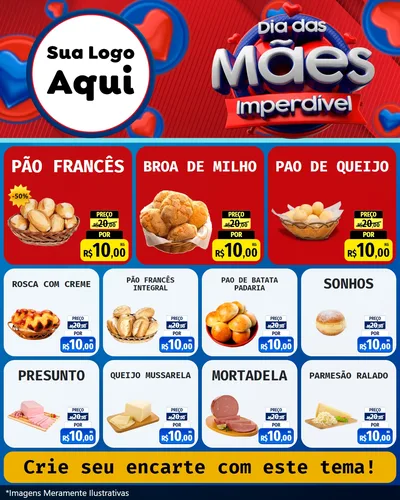 Modelo de Rede Social para Feed Instagram com o tema Dia Das Mães Imperdível para Padaria
