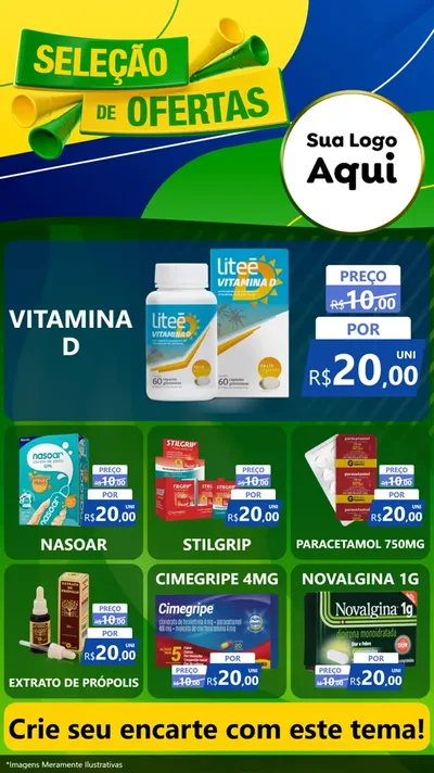 Modelo de Rede Social para Stories com o tema Seleção de Ofertas - Copa para Farmácia