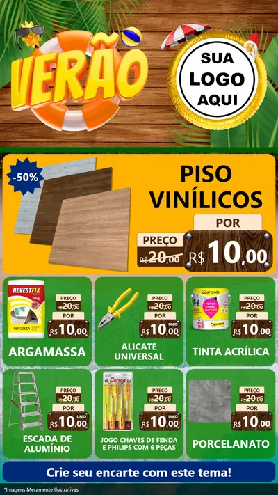 Modelo de Rede Social para Stories com o tema Verão para Material para Construção