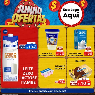 Modelo de Rede Social para Feed Facebook com o tema Junho de Ofertas para Frios e Laticínios