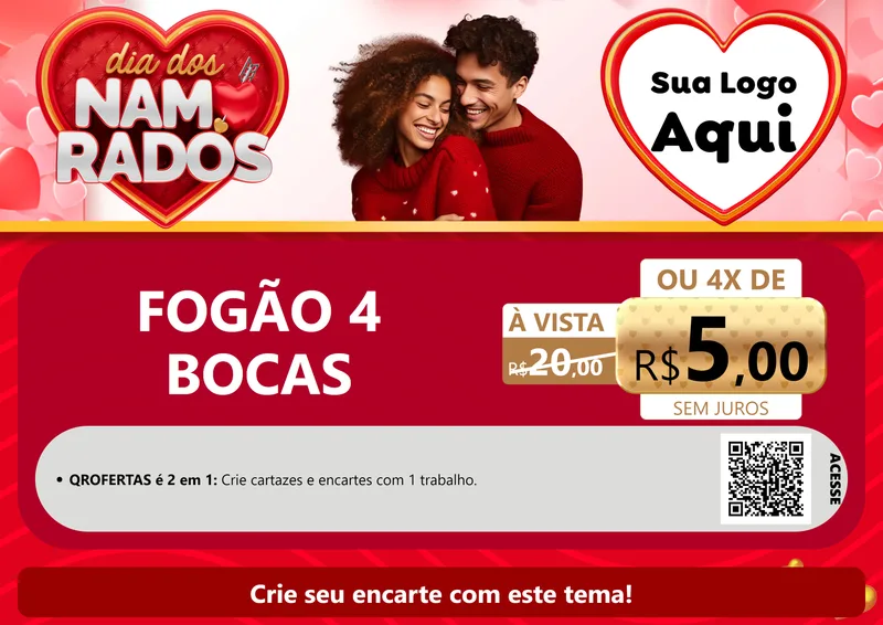 Modelo de Cartaz para Cartaz A4 Horizontal com o tema Dia dos Namorados para Móveis e Eletro