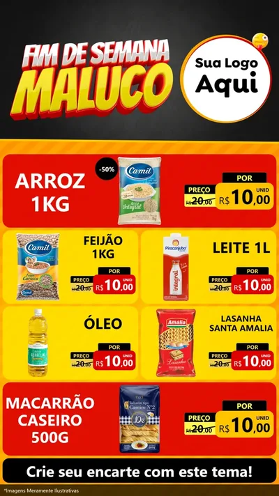 Modelo de TV para TV Vertical com o tema Final de Semana Maluco para Supermercado